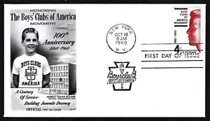 USA, SCOTT # 1163, WITH INFO PAGE FLEETWOOD FDC COVER BOY'S CLUB OF AMERICA 1960 - Picture 1 of 2