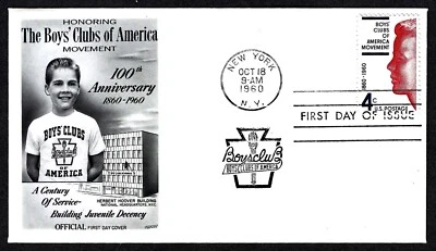 USA, SCOTT # 1163, WITH INFO PAGE FLEETWOOD FDC COVER BOY'S CLUB OF AMERICA 1960 - Image 1 of 2