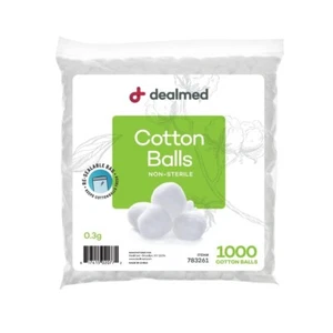 Bolso Dealmed Bolas de Algodón 1000 Unidades Bolas de Algodón Bolsa con Cremallera Ideal para Preparación de la Piel - Imagen 1 de 7