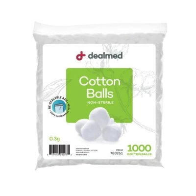 Bolso Dealmed Bolas de Algodón 1000 Unidades Bolas de Algodón Bolsa con Cremallera Ideal para Preparación de la Piel Foto 1 de 4