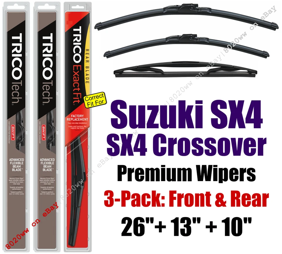 Limpiaparabrisas 3pk Premium delantero trasero ajuste 2007-13 Suzuki SX4 y crossover 19260/130/10B Foto 1 de 1