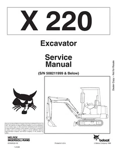 Printed Bobcat X 220 X220 Excavator Workshop Manual Service Shop Repair 6720230 - Picture 1 of 4