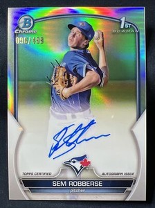 Sem Robberse 2023 1st Bowman Chrome Refractor Autograph CPA-SR BLUE JAYS FREE SH