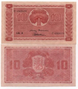 Finnland - 10 Markkaa 1945 UNC P. 77 Litt. A Lemberg-Zp - Bild 1 von 1