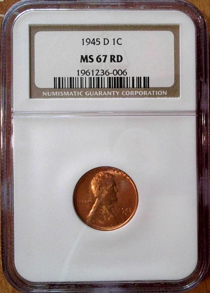 NGC - Gem BU 1945D Lincoln Cent - MS 67 Red (RD) - Image 1 of 2