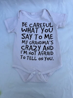 Baby Bodysuit Size 70Y My Grandma's Crazy Baby Clothes Infant Boys and Girls - Image 1 of 3
