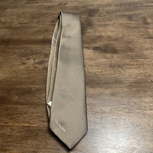 Corbata de seda Oscar De La Renta bronceada bordada logotipo de firma - Imagen 1 de 6