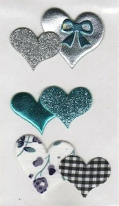 Hobby-Design Sticker Herzen silber/blau gold pink/lila Glimmer Feier Party - Bild 1 von 5