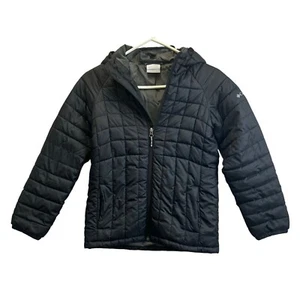 Columbia schwarze gefütterte Jacke Mantel mit Reißverschluss für Jungen und Kapuze Größe Medium - Bild 1 von 13