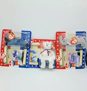 McDonalds Beanie Babies American Trio Liberty, Lefty,Righty,liberty, 1996 July 4 - Picture 1 of 7