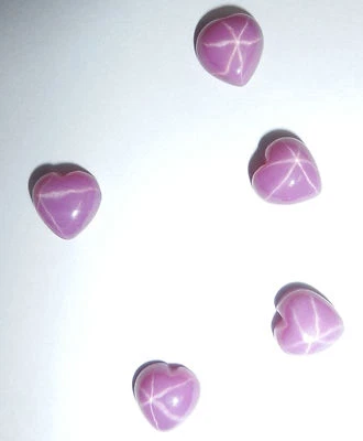 Opaque Star Ruby Heart 8x8 mm Cabochon Created 6 Rayed Stone 5 pieces Lot - Image 1 of 4