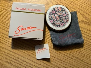 Paisley compatto vintage Stratton blu rosa con specchio scatola orig, sacchetto e carta - Foto 1 di 9