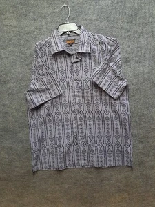 Camicia Aarong Bangladesh XXL SS azteca sud-occidentale grigio nero - Foto 1 di 5