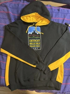 Vtg 2007 DETROIT GRAND PRIX - Belle Island Hoodie Sweatshirt, XL, Yellow & Black - Picture 1 of 11