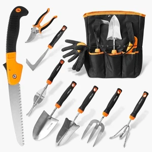 Garden Tools Set, 10 Pcs Stainless Steel Heavy Duty Gardening Tools Set with ... - Picture 1 of 8