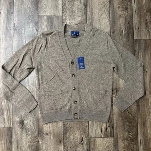 Stafford Wool Blend Button Front Soft Touch Cardigan Sweater Mens Size M Tan - Picture 1 of 8