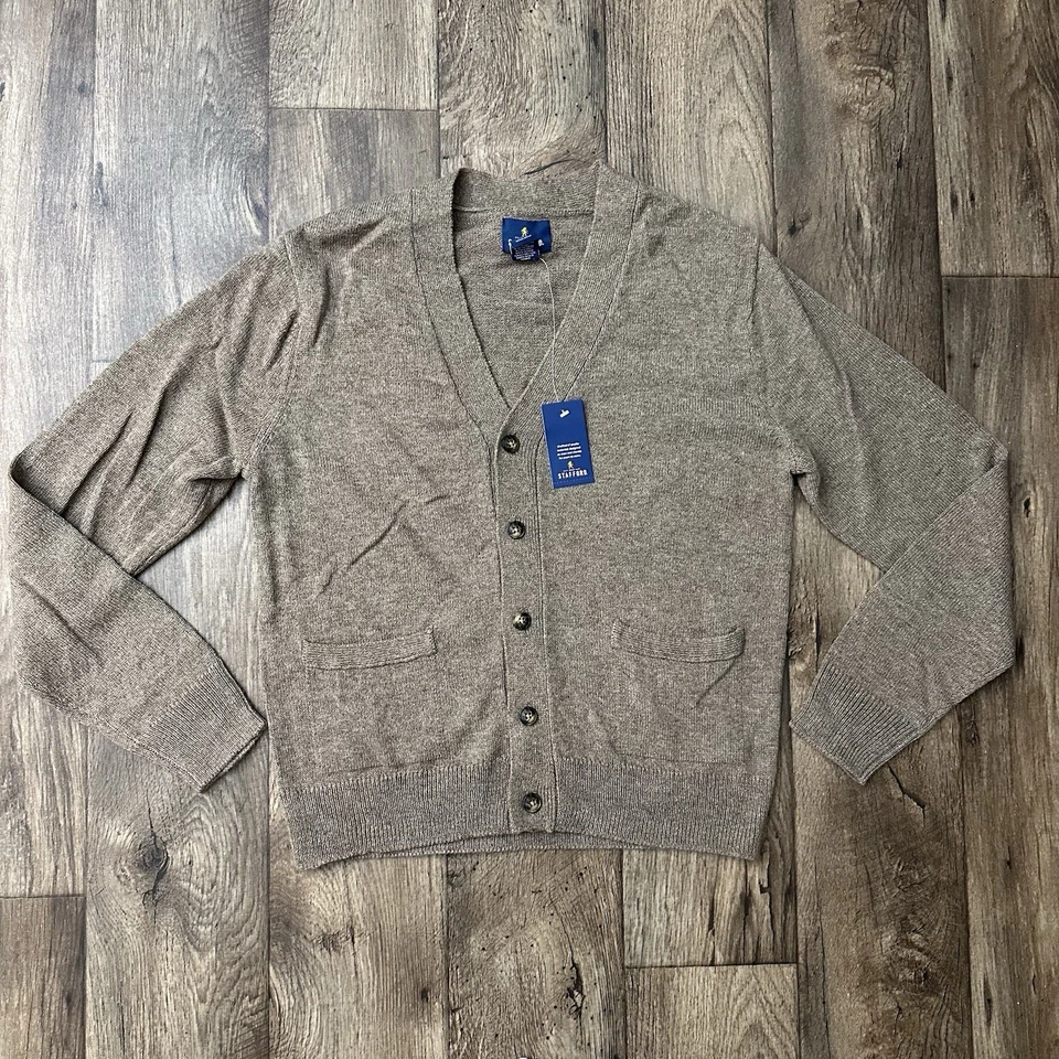 Cárdigan suéter Stafford mezcla de lana botón frontal tacto suave para hombre talla M tostado Foto 1 de 4