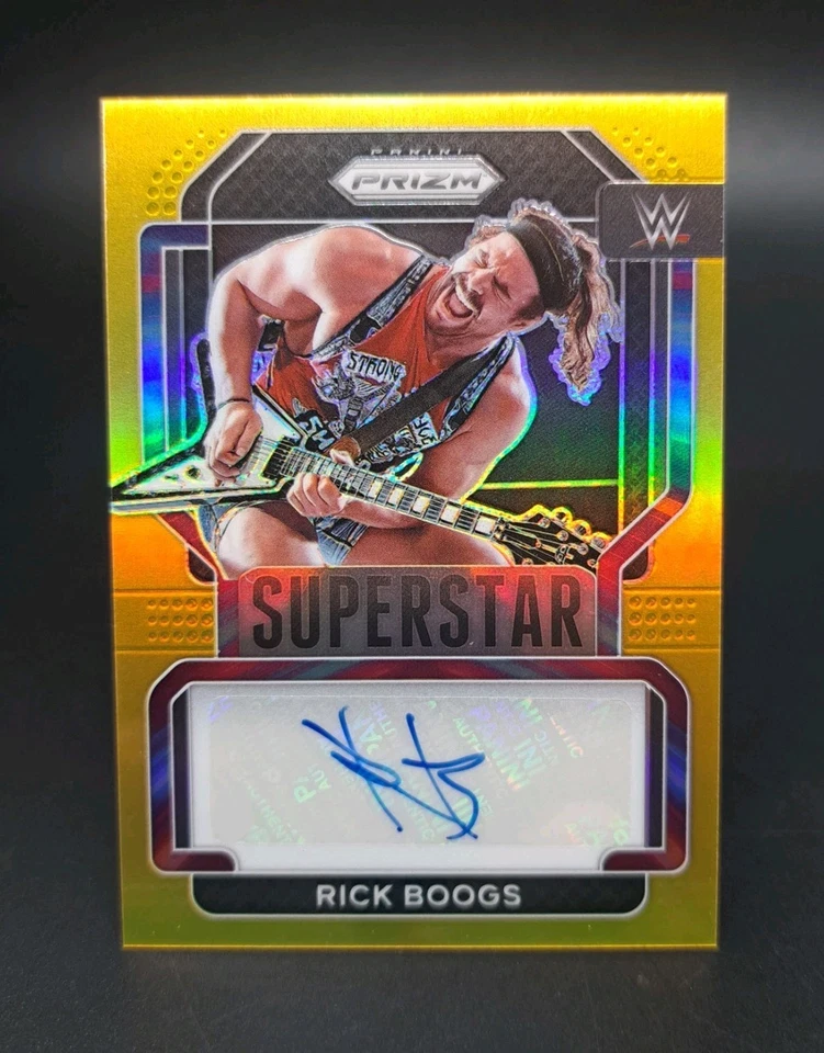 2022 PRIZM WWE RICK BOOGS #SA-RKB SUPERSTAR GOLD /10 AUTO - Image 1 of 2