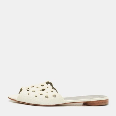 Gina белый вырез кожи и камней слайд плоский размер 385 - Изображение 1 из 4