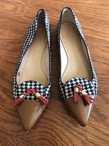 Womens Size 9 1/2 Houndstooth Kate Spade Pointed Toe Flats With Tassels - Picture 1 of 7