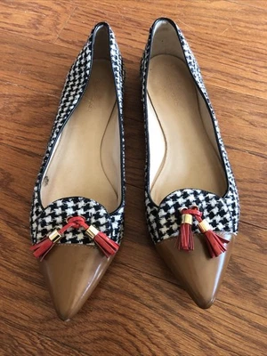 Womens Size 9 1/2 Houndstooth Kate Spade Pointed Toe Flats With Tassels - Image 1 of 4