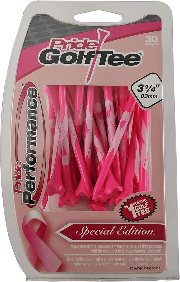 Pride Performance Plastic Golf Tees (3.25",  Breast Cancer Awareness, 30pk) NEW - Image 1 of 1