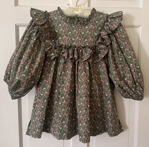 Shop The Mint Julep Baumwolle Rüschen Puffärmel Bluse Top Blumen Cottagecore S - Bild 1 von 7