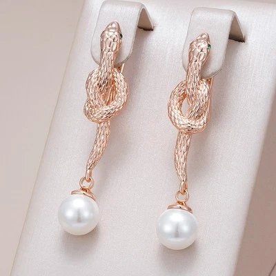 Ohrringe Perlen Schlange 585er Rosegold Walzgold Geschenkbox inklusive Luxus - Bild 1 von 4