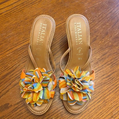 Italian Shoemakers Sandals Wedge Slip On Floral Women's Shoes Size 9.5 - Image 1 of 4