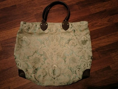 Laura Ashley Leather Canvas Carpet Bag - Image 1 of 4
