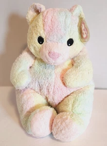 VTG TY BABY Plush Bear Rainbow Pastel 1999 Built-in Rattle Stuffed Sooo Soft - Picture 1 of 1