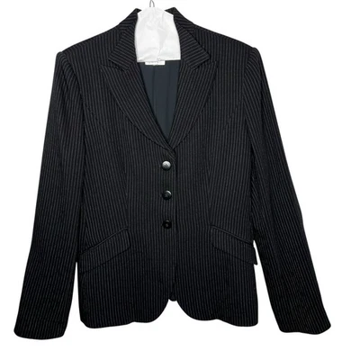 Chaqueta Blazer Armani Collezioni Estructurada Negra A Rayas Negro/Blanco Talla M Foto 1 de 4