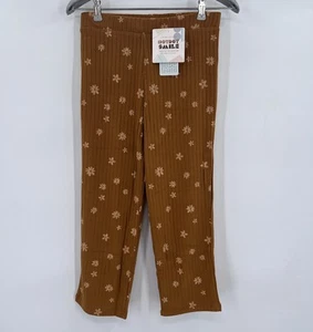 Dot Dot Smile Girl’s Rib Pants sz 7 Mustard Yellow Daisy Print Stretch Wide Leg - Picture 1 of 4