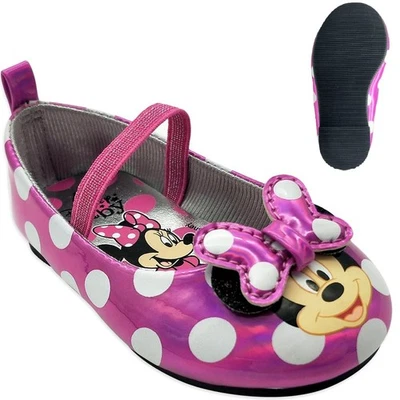 Disney MINNIE MOUSE Bebé Niña Talla 4 ZAPATOS PLANOS BALLET Rosa ~ Nuevos con Etiquetas Foto 1 de 4