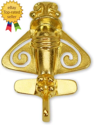 Prendedor Quimbaya Flyer Acabado Oro 24K Solapa Artefacto Extraterrestre Antiguo Precolombino Foto 1 de 4
