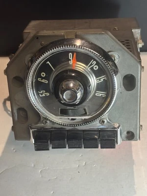1955 55 Ford Crown Victoria Fairlane Customline Radio AM Pushbutton Chrome Bezel - Image 1 of 4