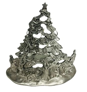 Vintage Pewter Christmas Tree Votive Candle Holder 1996 - Picture 1 of 5