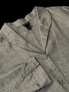 Eileen Fisher Blazer L Gray Pewter Linen Metallic Thread Lightweight Holiday - Picture 1 of 13