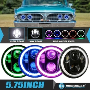 4x 5.75" 5-3/4" LED Headlights RGB DRL Angel Eyes Hi-Lo for 58-1960 Edsel Ranger - Picture 1 of 12