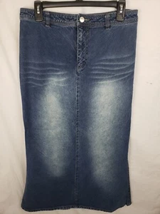No Boundaries Blue Jean Faded Maxi Skirt with Split in back Sz 11 - Picture 1 of 6