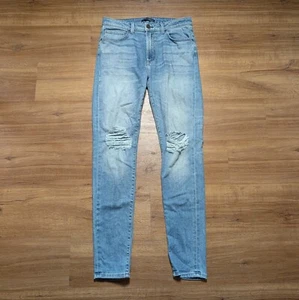 Monfrere Greyson Jeans Mens Size 34 Light Wash Denim Slim Fit Distressed 34x33 - Picture 1 of 13