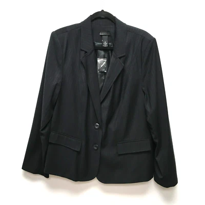 Chaqueta Blazer Lane Bryant Mujer Negra A Rayas Manga Larga A Medida Elastizada 22 Foto 1 de 4