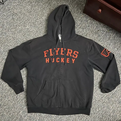 Philadelphia Flyers NHL Knights Apparel Zip Up Black Hoodie Jacket - Large Cover