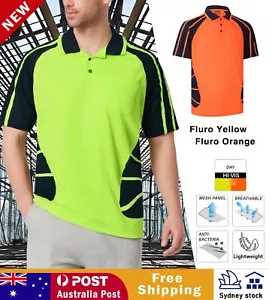 3 PACK Hi-Vis Safety T-Shirt Lapel Stripe Work Wear Construction Cooldry Shirt - Picture 1 of 23
