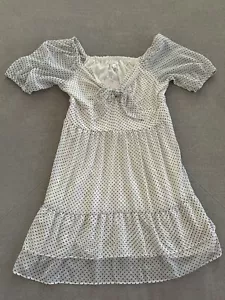 Lauren Conrad Women’s M Ivory Black Polka Dot Short Sleeve V-neck Dress NWT - Picture 1 of 6