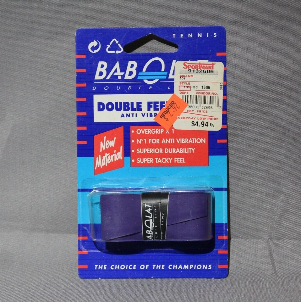 Raqueta de tenis vintage Babolat VS 93 violeta doble sensación agarre hecha en Francia NUEVA Foto 1 de 2