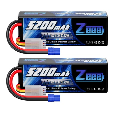 2x Zeee 5200mAh 11,1V 3S LiPo Akku Batterie 80C EC3 für RC Auto Flugzeug Drone - Bild 1 von 4