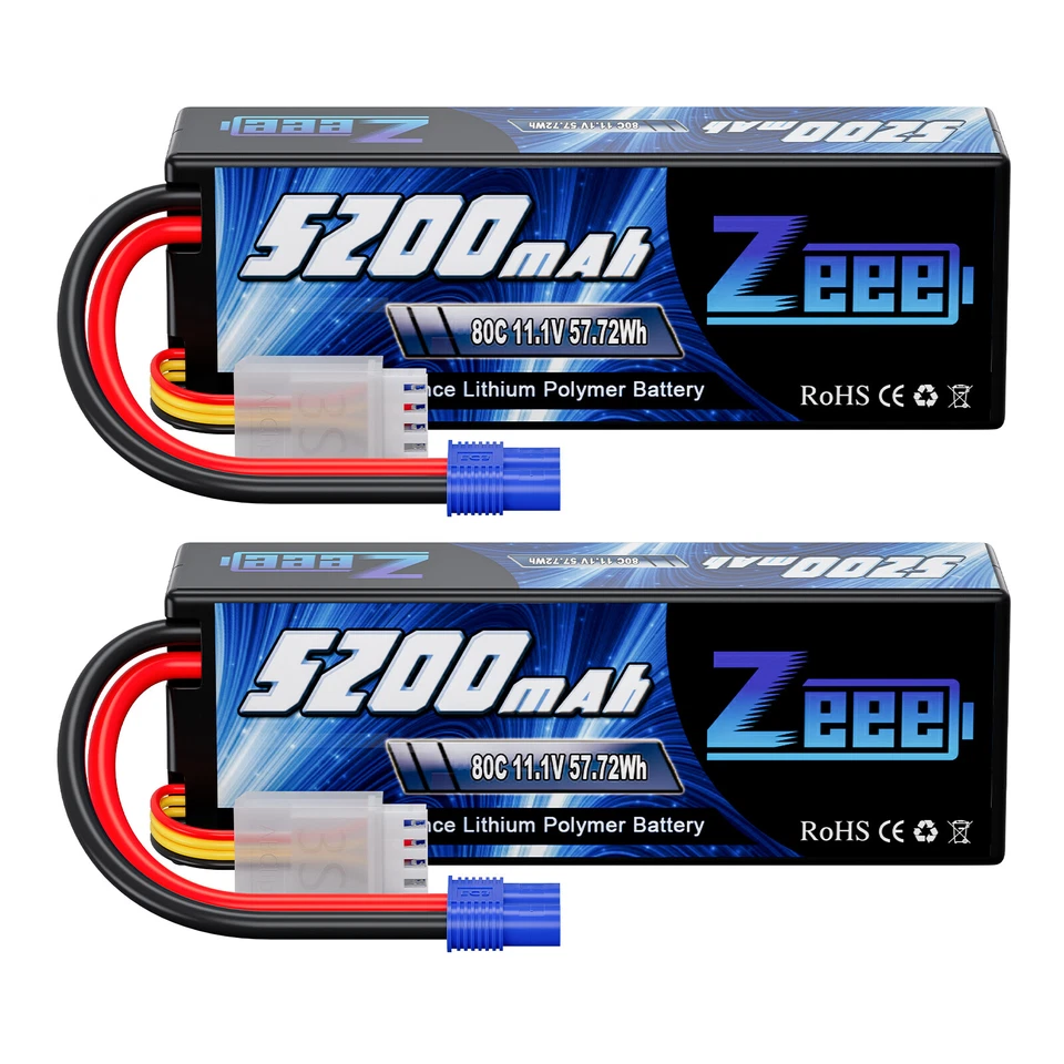 2x Zeee 5200mAh 11 1V 3S LiPo Akku Batterie 80C EC3 für RC Auto Flugzeug Drone