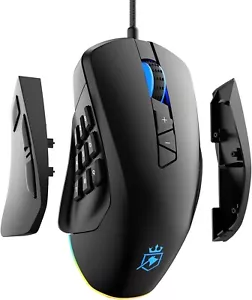 ROYALAXE Wired Gaming Mouse with Side Plates, MMO Mouse with 14 Programmable But - Picture 1 of 7