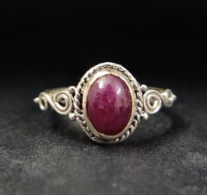925 Sterling Silver Natural Oval Ruby Handmade Ring Ruby Vintage Ring for Women - Picture 1 of 10